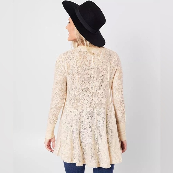Free People Coffee In The Morning Tunic Sweater Top in Chamoix Cream, Size XS - Picture 2 of 11